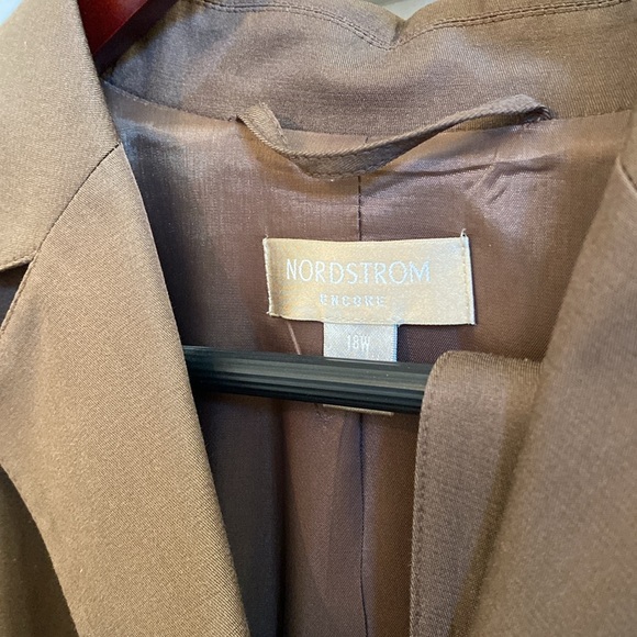 🤎 Nordstrom Encore Caramel Brown Silk/Cotton Blend Belted Blazer/Jacket, 18W - Picture 5 of 16